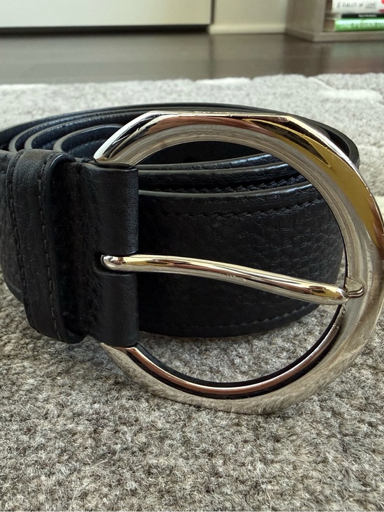 Prada Black Leather Belt with Silver O-Ring Buckle main image 7